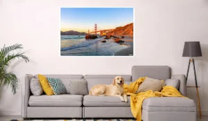 Intérieur de salon moderne avec panneau d'affichage Inspire