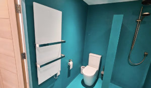 Radiateur sèche-serviettes Select XLS blanc installé dans une salle de bains moderne