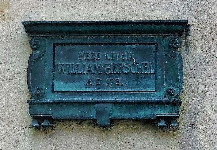 Plaque to Sir William Herschel on his house in Bath