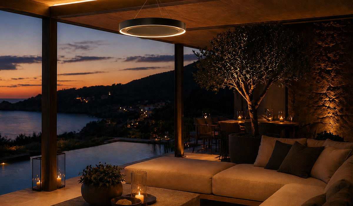 Chauffage Ibiza installé dans un espace terrasse luxueux