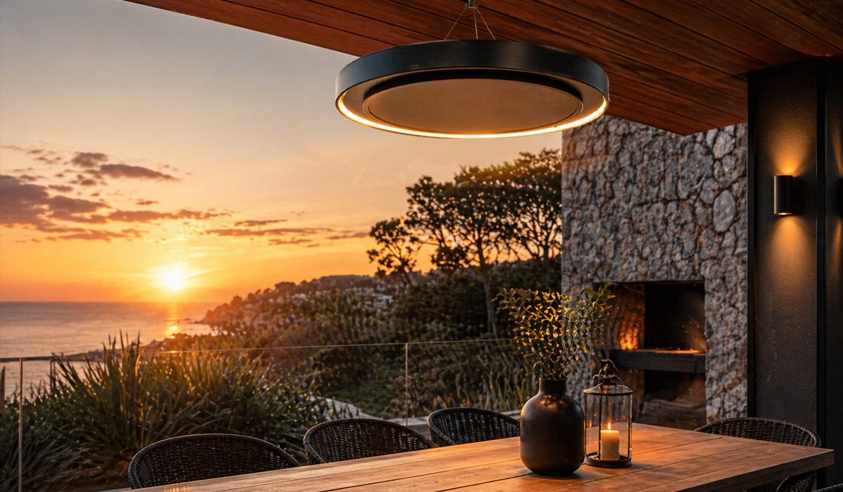 Chauffage Ibiza installé dans la terrasse